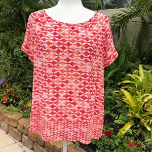 J. Jill Orange, Coral, Pink Short Sleeve Tunic Top